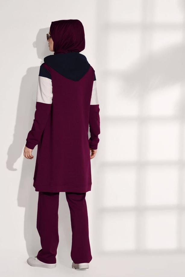 Tesettür giyim  BASKI DETAYLI EŞOFMAN TAKIMI 7308 - TRENDTESETTÜR