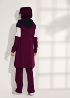 Vêtements hijab ROUGE BORDEAUX SURVÊTEMENT DÉTAILLÉ IMPRIMÉ T 7308