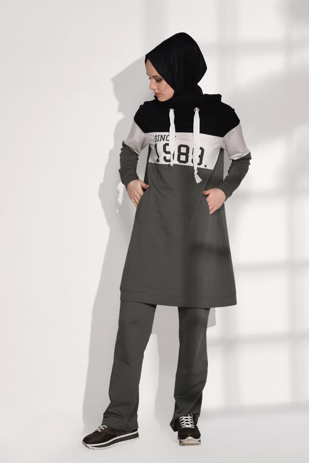 Vêtements hijab  PRINT DETAILED TRACKSUIT T 7308  - TRENDTESETTÜR