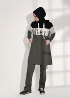 Hijab clothing KHAKI PRINT DETAILED TRACKSUIT T 7308 