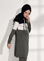 Hijab clothing KHAKI PRINT DETAILED TRACKSUIT T 7308 
