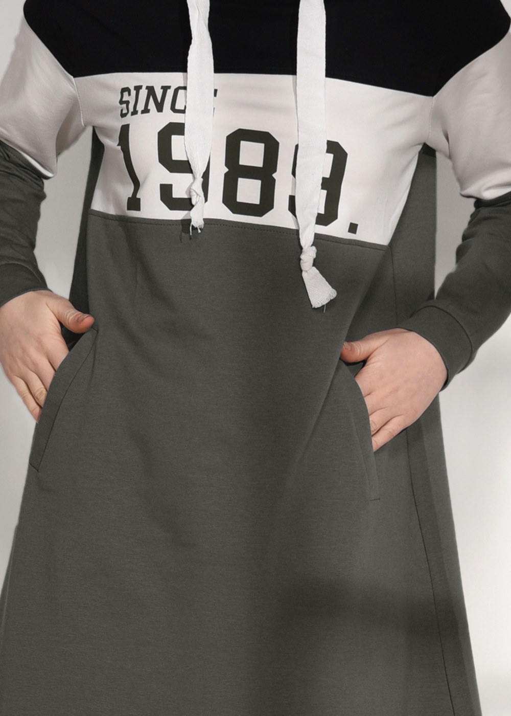 Hijab clothing KHAKI PRINT DETAILED TRACKSUIT T 7308 