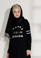 Tesettür giyim SİYAH CEP DETAYLI BASKILI EŞOFMAN TAKIM 7708 