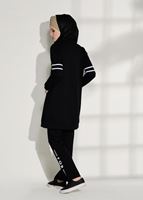 Tesettür giyim SİYAH CEP DETAYLI BASKILI EŞOFMAN TAKIM 7708 