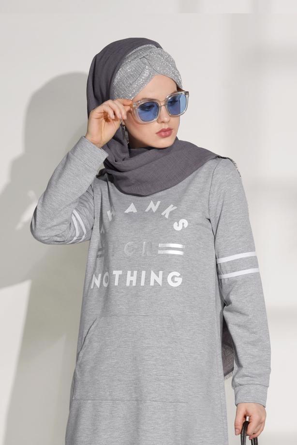 Vêtements hijab  POCKET DETAILED PRINTED TRACKSUIT SET 7708  - TRENDTESETTÜR