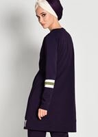 Tesettür giyim MOR ÇİZGİ DETAYLI YAZI BASKILI 2&prime;Lİ EŞOFMAN TAKIM 7718