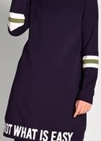 Tesettür giyim MOR ÇİZGİ DETAYLI YAZI BASKILI 2&prime;Lİ EŞOFMAN TAKIM 7718