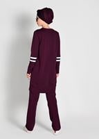Tesettür giyim BORDO ÇİZGİ DETAYLI YAZI BASKILI 2&prime;Lİ EŞOFMAN TAKIM 7718