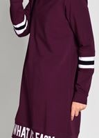 Tesettür giyim BORDO ÇİZGİ DETAYLI YAZI BASKILI 2&prime;Lİ EŞOFMAN TAKIM 7718
