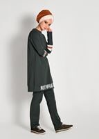 Vêtements hijab KAKI SURVÊTEMENT 2 PIÈCES IMPRIMÉ TEXTE DÉTAILLÉ À RAYURES T 7718