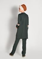 Vêtements hijab KAKI SURVÊTEMENT 2 PIÈCES IMPRIMÉ TEXTE DÉTAILLÉ À RAYURES T 7718