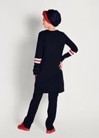 Tesettür giyim LACİVERT ÇİZGİ DETAYLI YAZI BASKILI 2&prime;Lİ EŞOFMAN TAKIM 7718