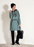 Tesettür giyim YEŞİL CEP DETAYLI BASKILI EŞOFMAN TAKIMI 8418 