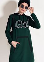 Tesettür giyim YEŞİL CEP DETAYLI BASKILI EŞOFMAN TAKIMI 8418 