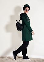 Tesettür giyim YEŞİL CEP DETAYLI BASKILI EŞOFMAN TAKIMI 8418 