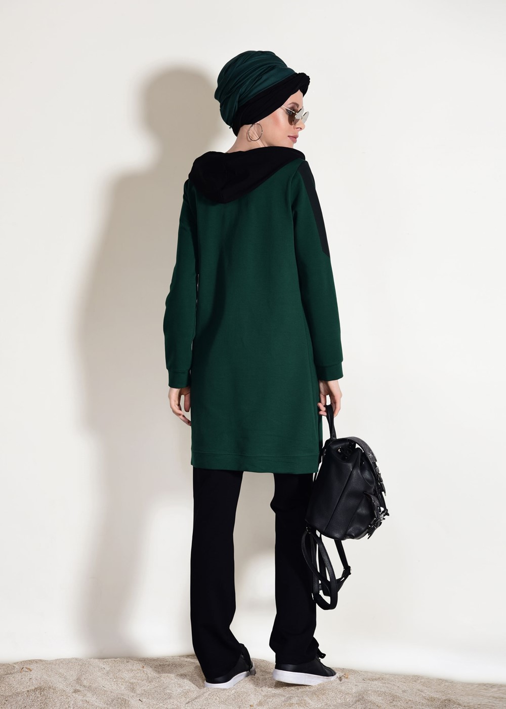 Tesettür giyim YEŞİL CEP DETAYLI BASKILI EŞOFMAN TAKIMI 8418 