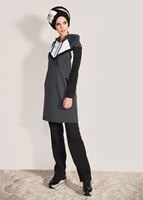 Tesettür giyim GRİ KAPÜŞONLU CEP DETAYLI EŞOFMAN TAKIM 9818 