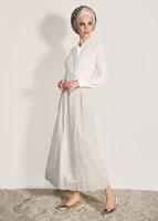 Tesettür giyim BEJ DANTEL DETAYLI JAKAR ETEK 6068-1