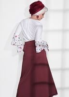 Tesettür giyim BORDO DANTEL DETAYLI JAKAR ETEK 6068-1