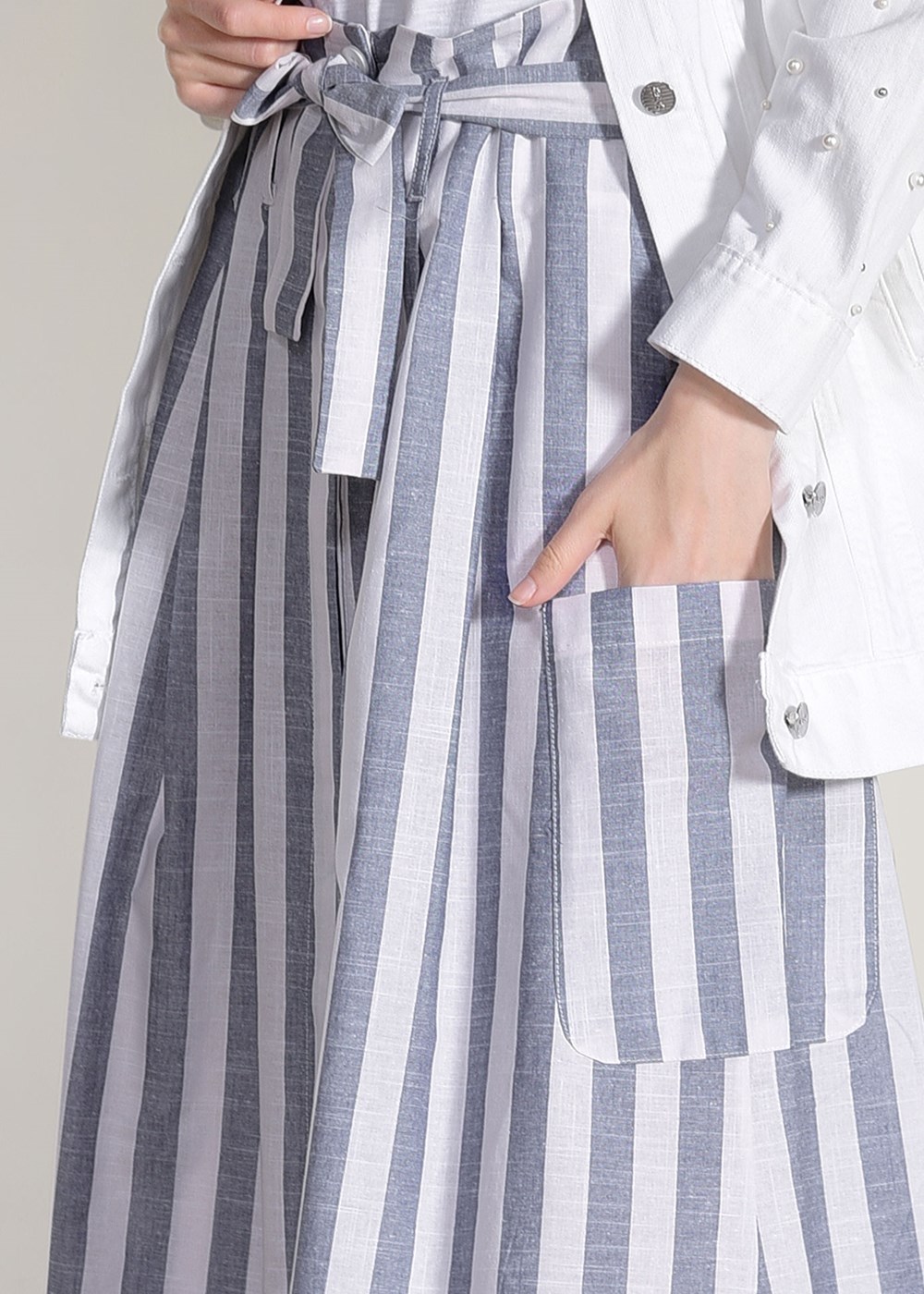 Vêtements hijab BLANC JUPE À RAYURES 20082-2