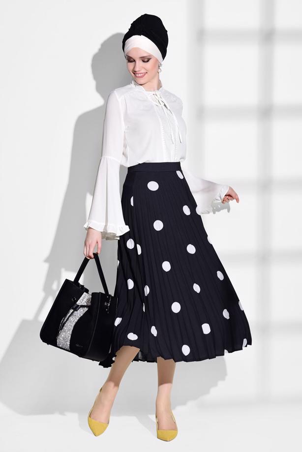 Vêtements hijab  SPOTTED PLEATED SKIRT 4420-1  - TRENDTESETTÜR
