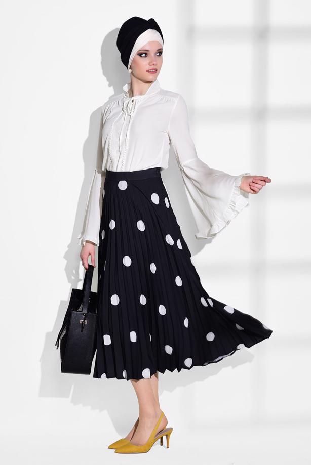 Vêtements hijab  SPOTTED PLEATED SKIRT 4420-1  - TRENDTESETTÜR