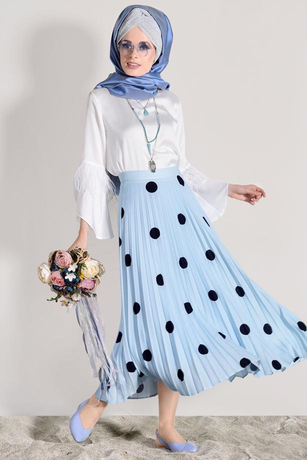 Vêtements hijab  SPOTTED PLEATED SKIRT 4420-1  - TRENDTESETTÜR