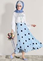 Vêtements hijab BLEU JUPE PLISSÉE À POIS 4420-1