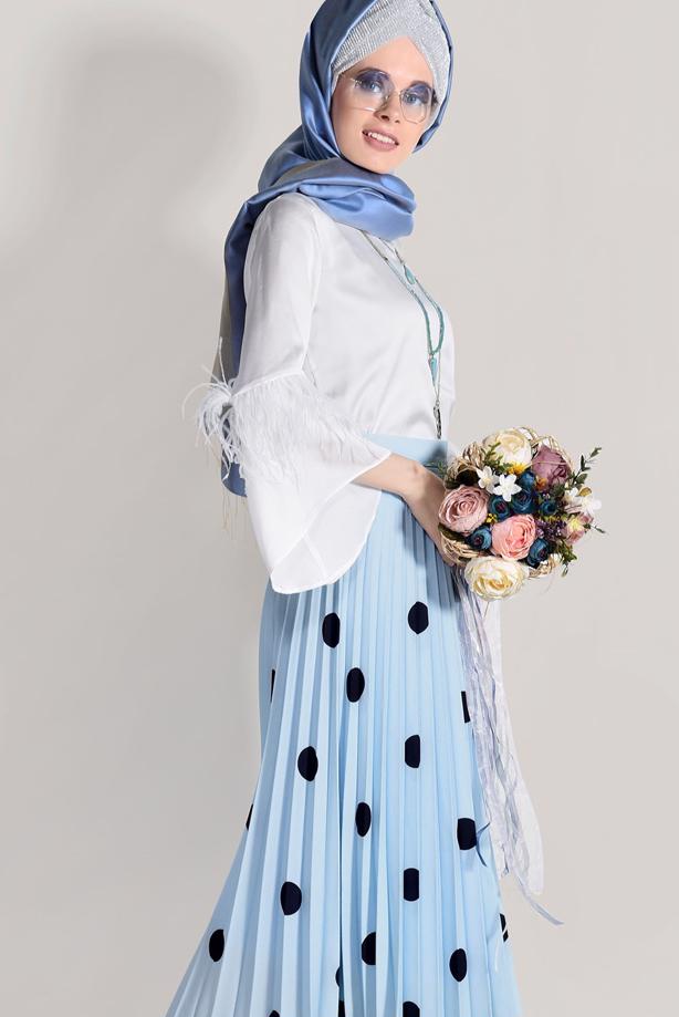 Vêtements hijab  SPOTTED PLEATED SKIRT 4420-1  - TRENDTESETTÜR