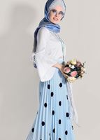 Vêtements hijab BLEU JUPE PLISSÉE À POIS 4420-1
