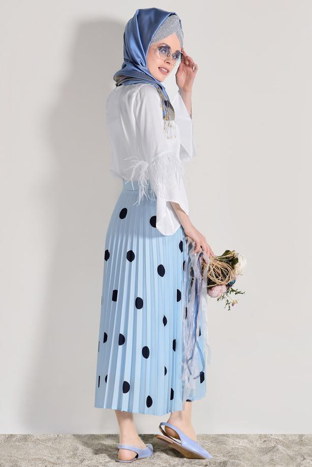 Vêtements hijab  SPOTTED PLEATED SKIRT 4420-1  - TRENDTESETTÜR