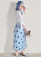 Vêtements hijab BLEU JUPE PLISSÉE À POIS 4420-1