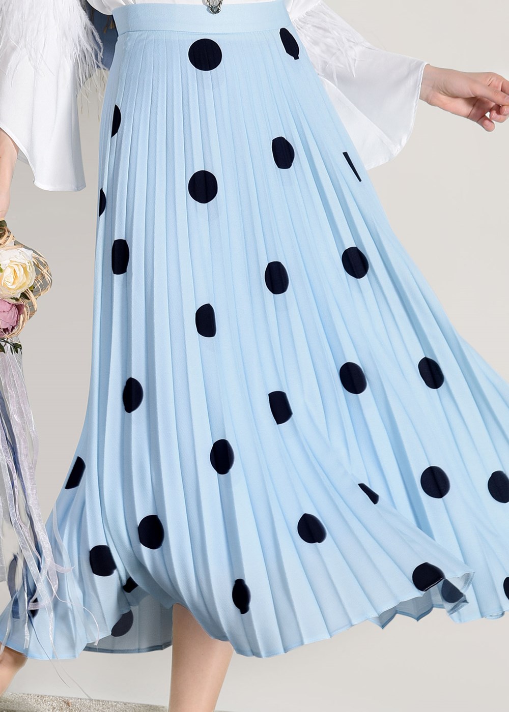 Vêtements hijab BLEU JUPE PLISSÉE À POIS 4420-1