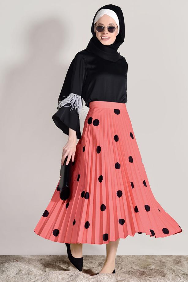 Vêtements hijab  SPOTTED PLEATED SKIRT 4420-1  - TRENDTESETTÜR