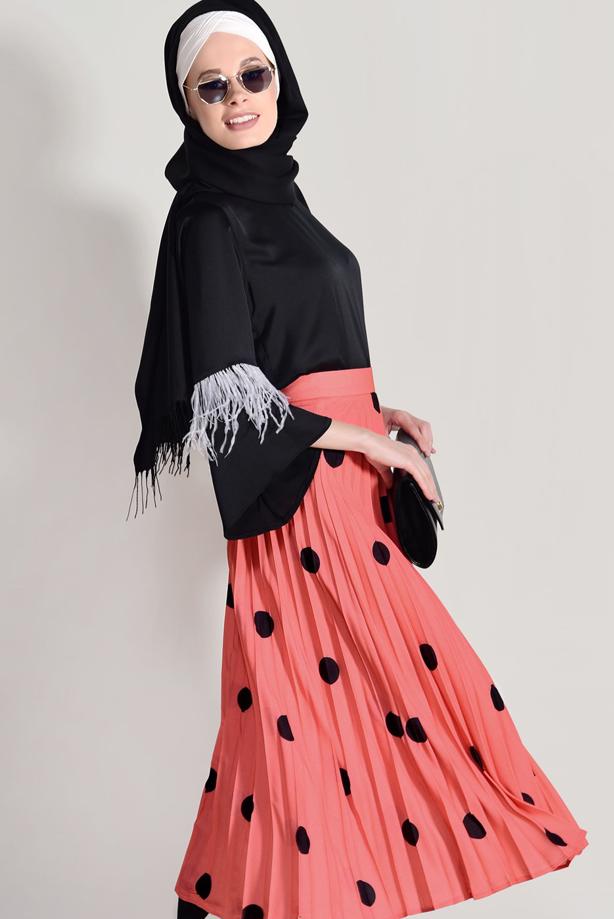 Vêtements hijab  SPOTTED PLEATED SKIRT 4420-1  - TRENDTESETTÜR