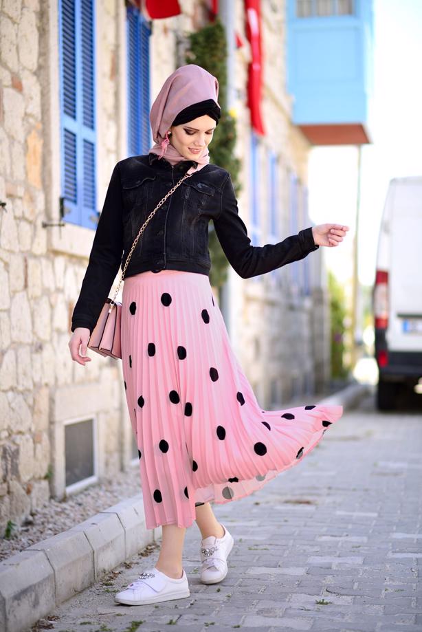 Vêtements hijab  SPOTTED PLEATED SKIRT 4420-1  - TRENDTESETTÜR
