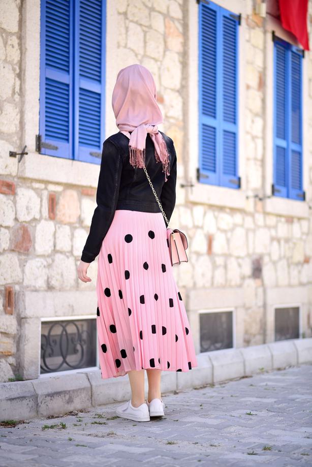 Vêtements hijab  SPOTTED PLEATED SKIRT 4420-1  - TRENDTESETTÜR