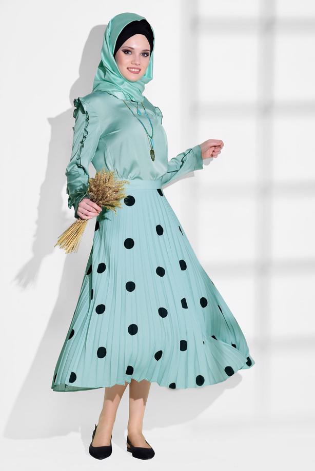 Vêtements hijab  SPOTTED PLEATED SKIRT 4420-1  - TRENDTESETTÜR
