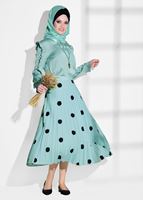 Hijab clothing GREEN SPOTTED PLEATED SKIRT 4420-1 