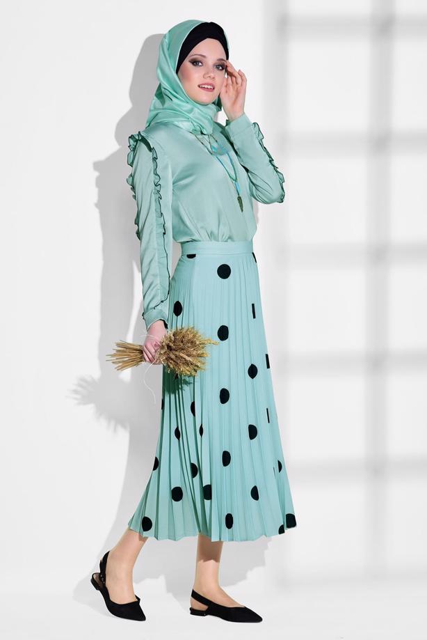 Vêtements hijab  SPOTTED PLEATED SKIRT 4420-1  - TRENDTESETTÜR
