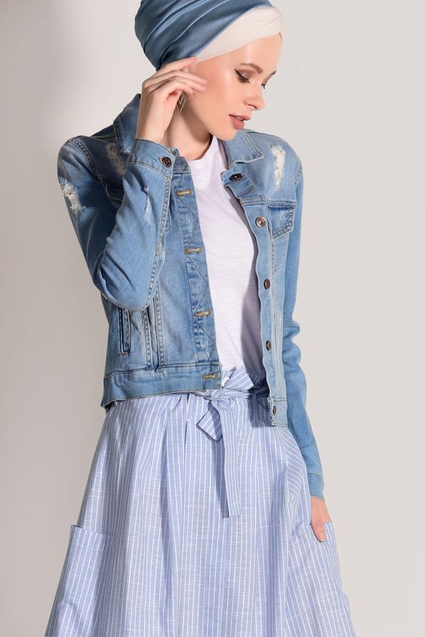 Vêtements hijab  STRIPE DETAILED SKIRT 20082  - TRENDTESETTÜR