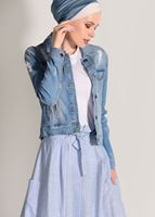 Vêtements hijab BLEU JUPE DÉTAILLÉE À RAYURES 20082