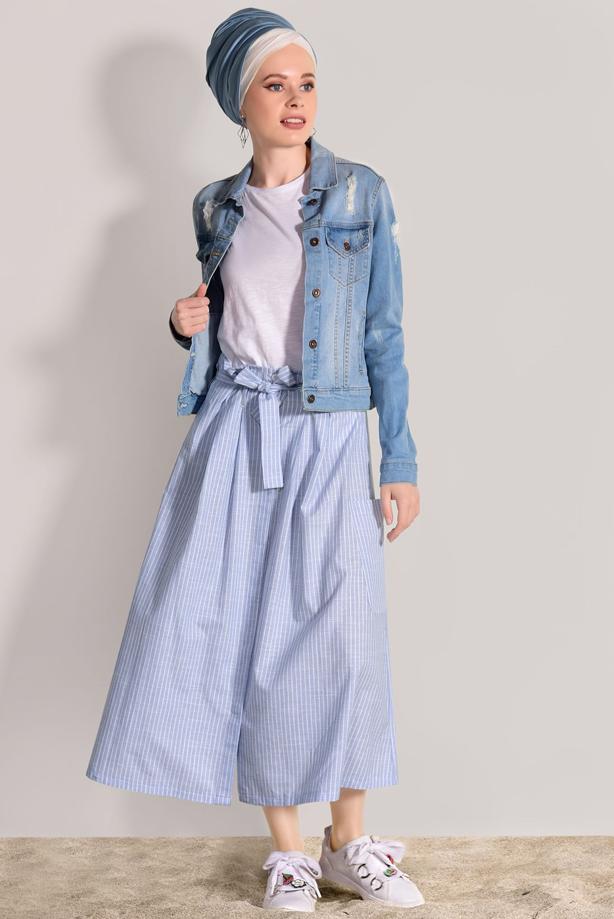 Vêtements hijab  STRIPE DETAILED SKIRT 20082  - TRENDTESETTÜR