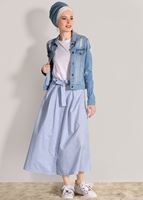 Vêtements hijab BLEU JUPE DÉTAILLÉE À RAYURES 20082