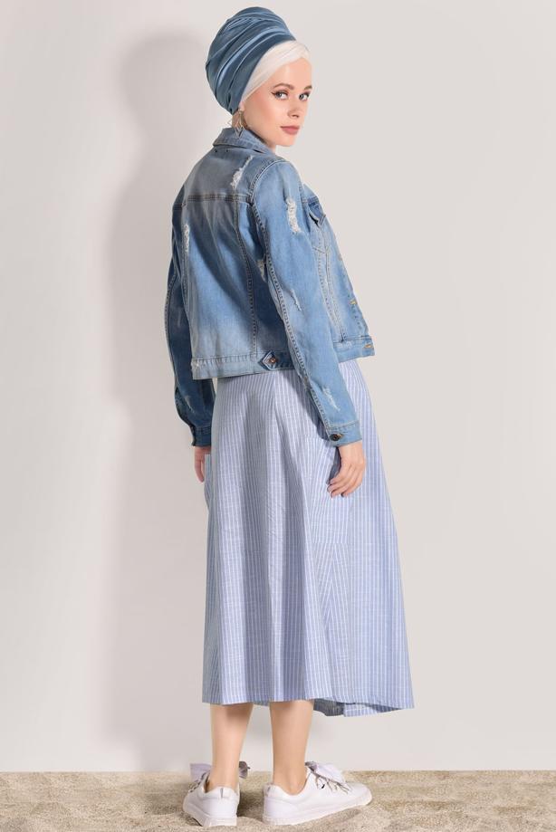 Vêtements hijab  STRIPE DETAILED SKIRT 20082  - TRENDTESETTÜR