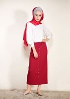 Tesettür giyim KIRMIZI ÖNDEN ÇITÇITLI BELİ KEMERLİ ETEK 67061