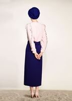 Tesettür giyim LACİVERT ÖNDEN ÇITÇITLI BELİ KEMERLİ ETEK 67061 