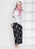 Hijab clothing BLACK FLORAL SKIRT T 529 