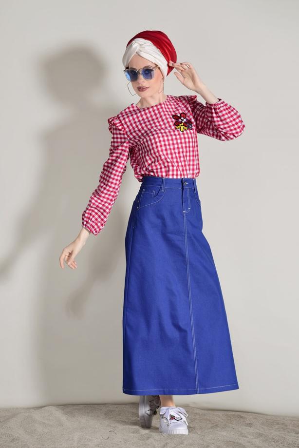 Tesettür giyim  SPOR KESİM DENİM ETEK 1002 - TRENDTESETTÜR