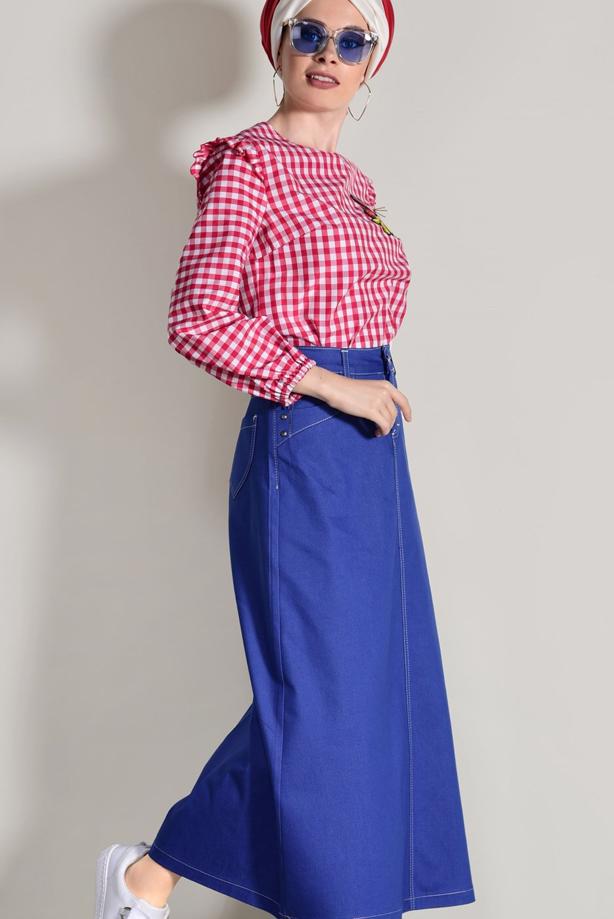 Tesettür giyim  SPOR KESİM DENİM ETEK 1002 - TRENDTESETTÜR